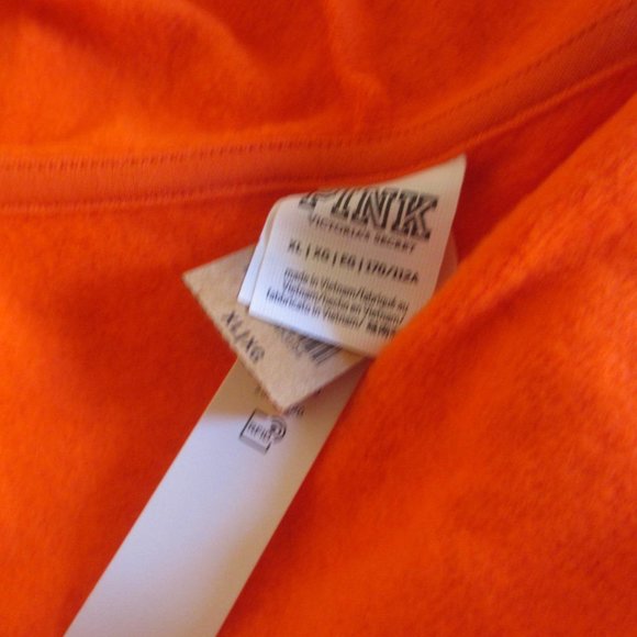 PINK Victoria Secret Fleece Everyday Zip-Up Hoodie Jacket XL Bright Orange Gold - Picture 9 of 9
